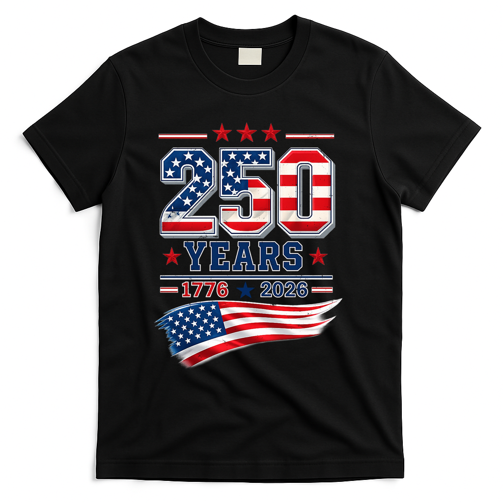 250 Years Of America 1776-2026 Patriotic Celebration T-Shirt - Black