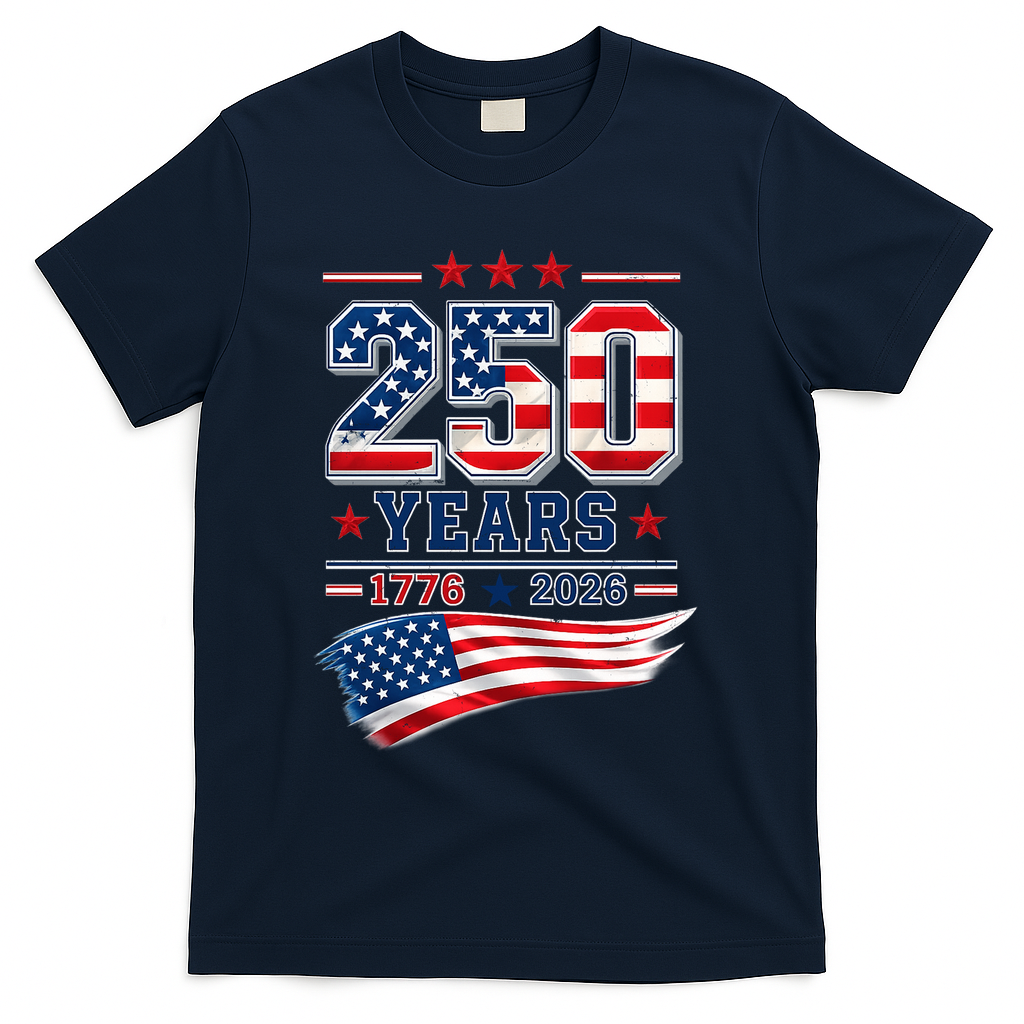 250 Years Of America 1776-2026 Patriotic Celebration T-Shirt - Navy