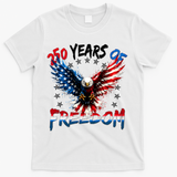 250  Years Of Freedom Painted American Flag Eagle T-Shirt - White