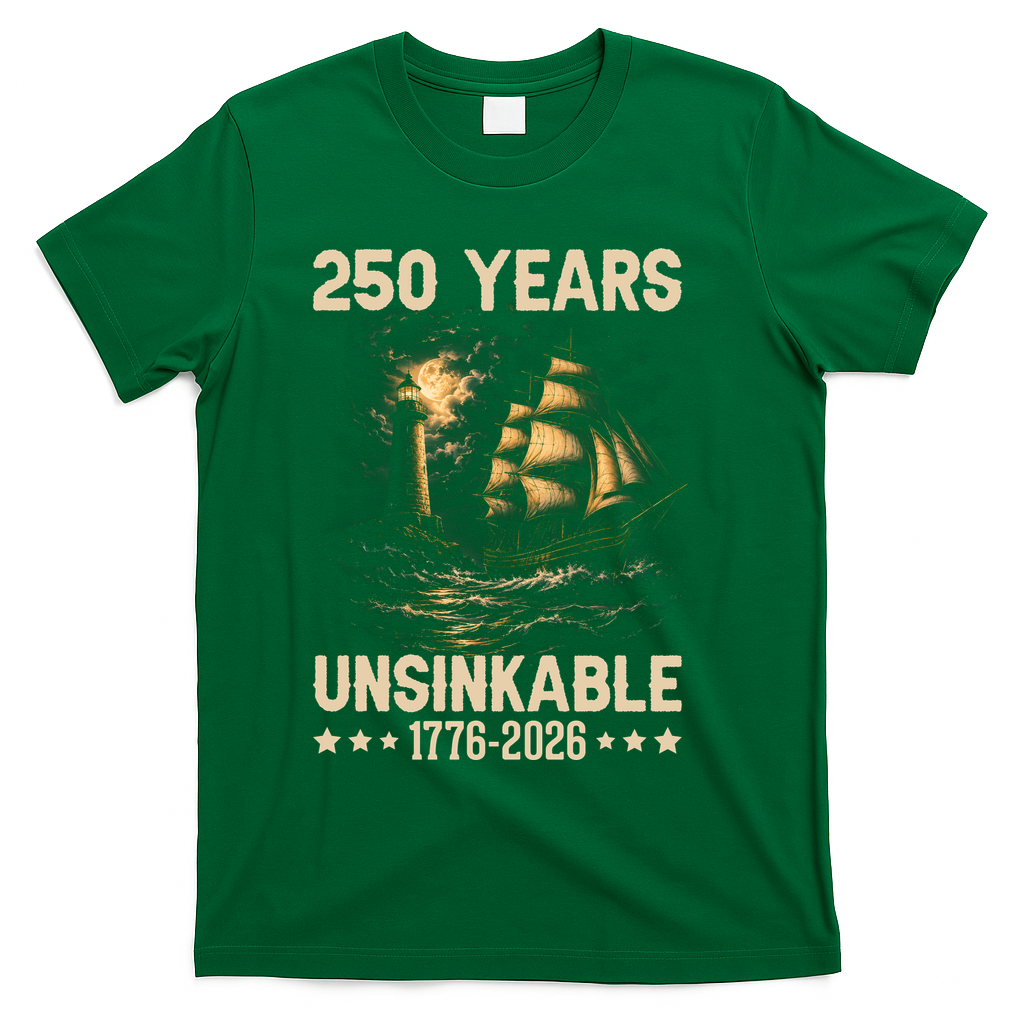 250 Years Patriotic Ship 1776-2026 250th Anniversary T-Shirt - Green
