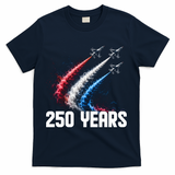 250 Years Red White And Blue Fighter Jets USA T-Shirt - Navy