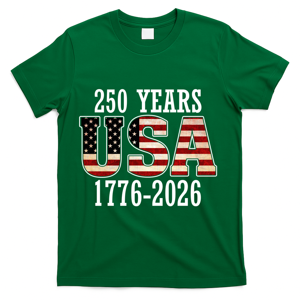 250 Years USA 1776-2026 250th Anniversary T-Shirt - Green