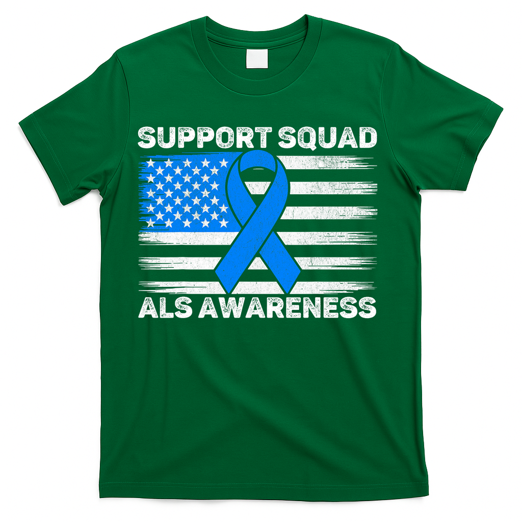 Support Squad ALS Awareness Month USA American Flag Dad  T-Shirt