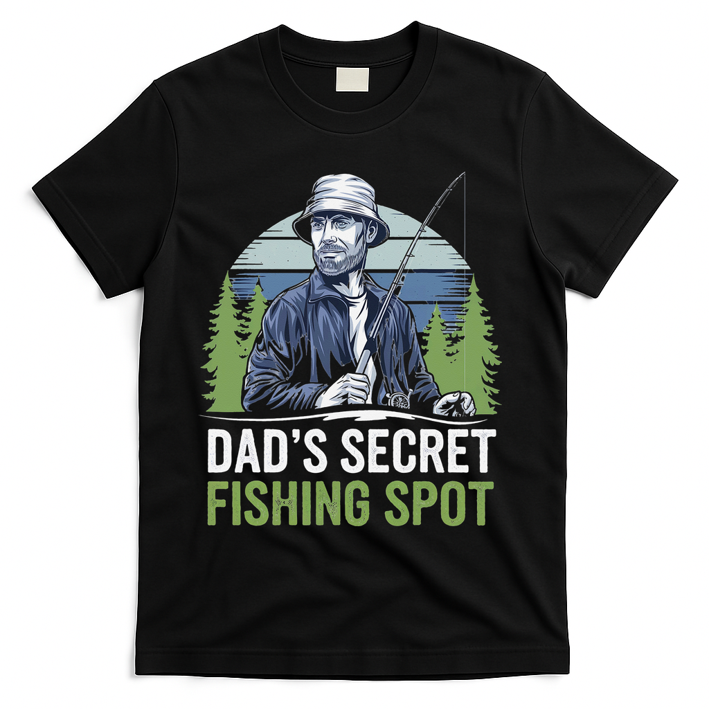 Dads Secret Fishing Spot Funny Fathers Day Fish Lover T-Shirt