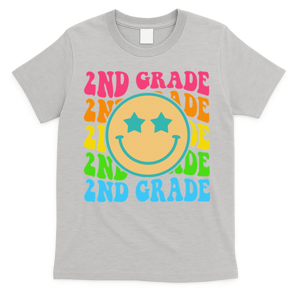 2nd Grade Teachers Back To School Retro Face Happy First Day T-Shirt