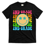 2nd Grade Teachers Back To School Retro Face Happy First Day T-Shirt