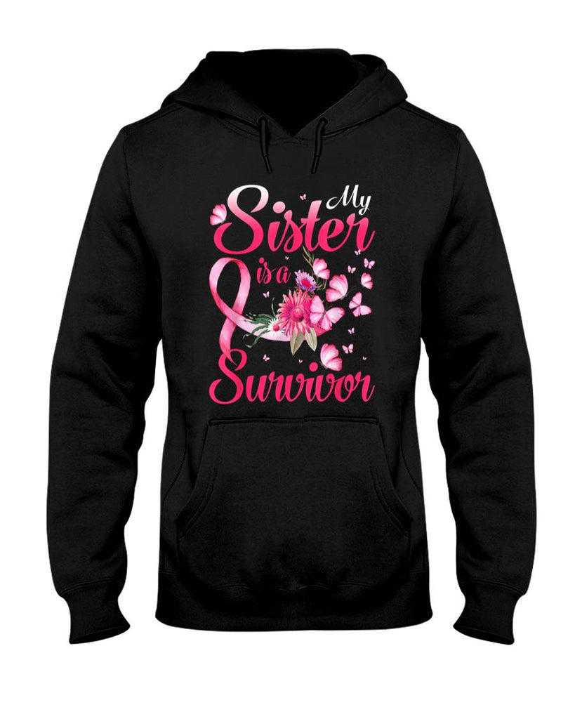 My Sister Is A Survivor Butterfly Breast Cancer Awareness T-Shirt