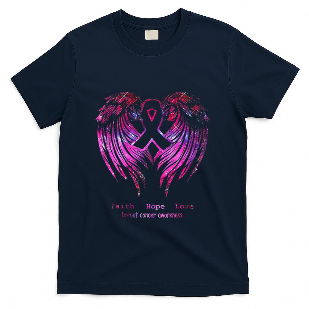 pink faith hope love wings breast cancer awareness T-Shirt