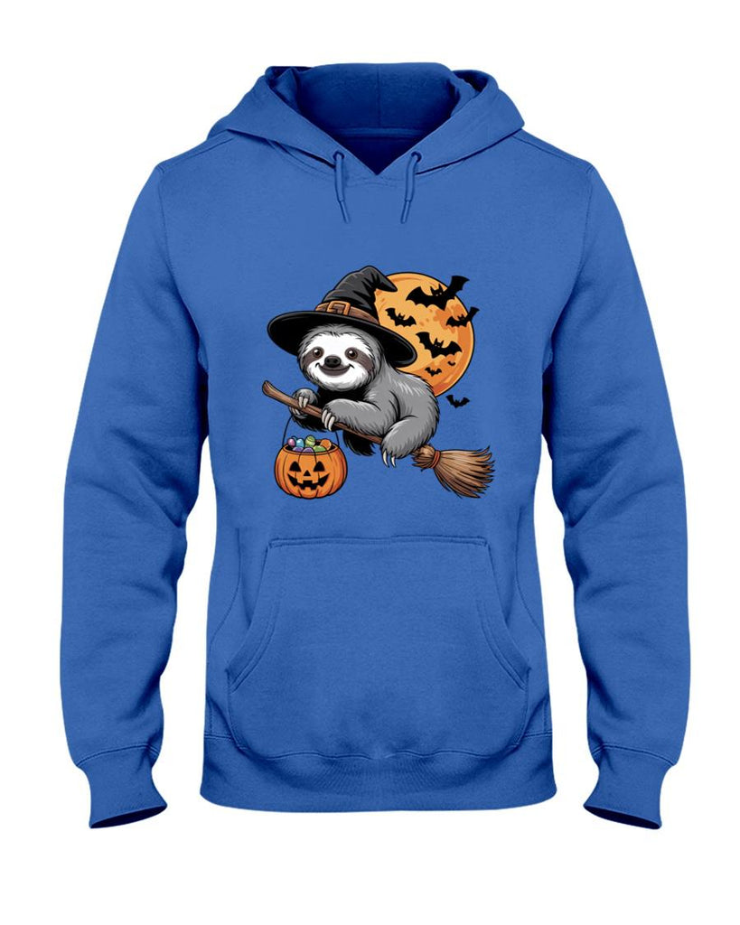 Trick or Treat Sloth Witch Halloween Pumpkin Candy Bucket Long Sleeve T-Shirt