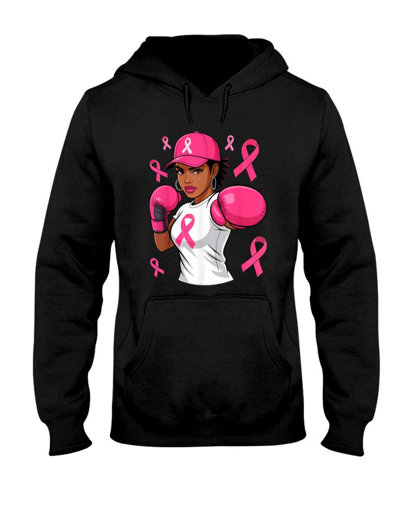 Women Black African American Fight Breast Cancer Pink Ribbon T-Shirt