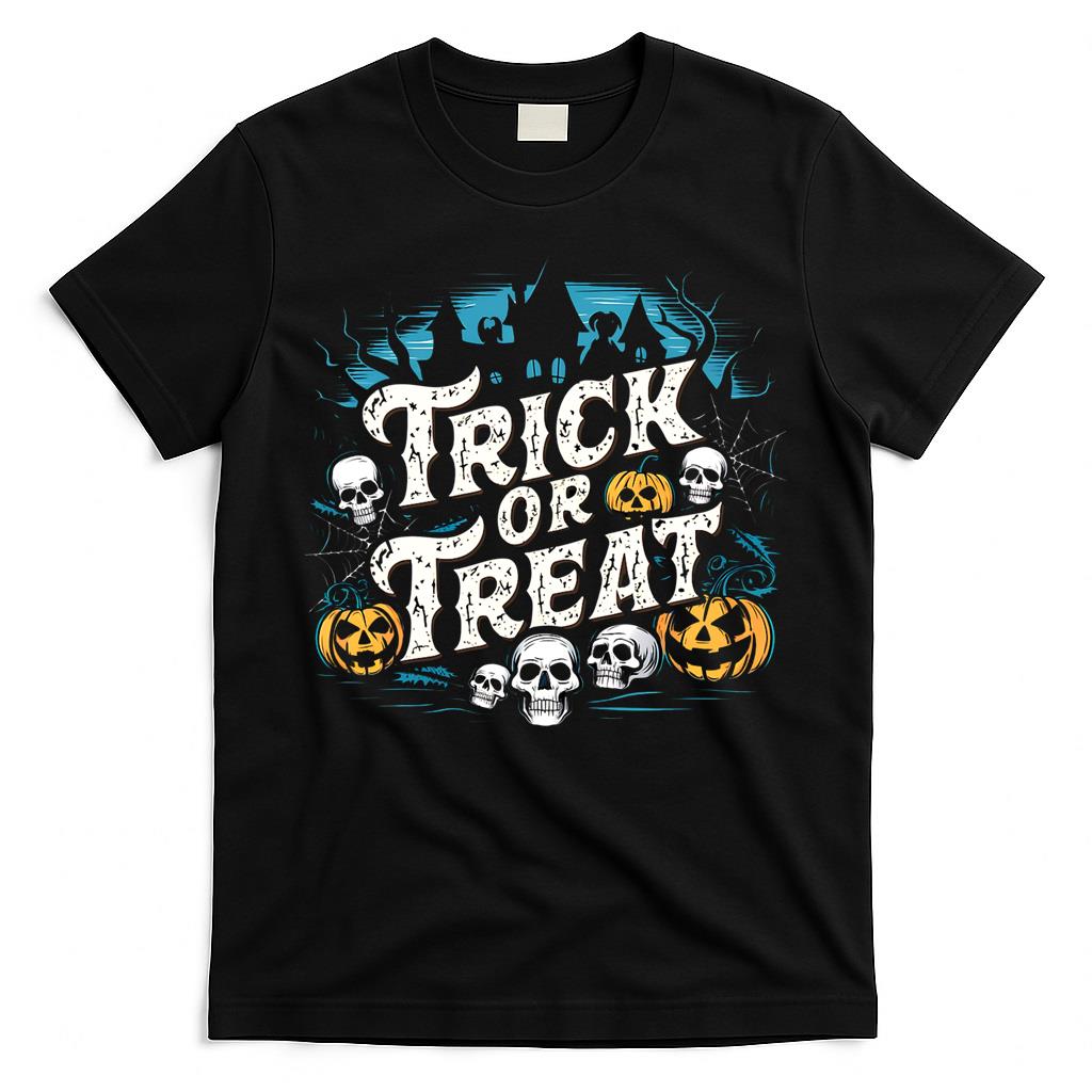 TRICK OR TREAT cool retro horror style spooky Halloween design Classic T-Shirt