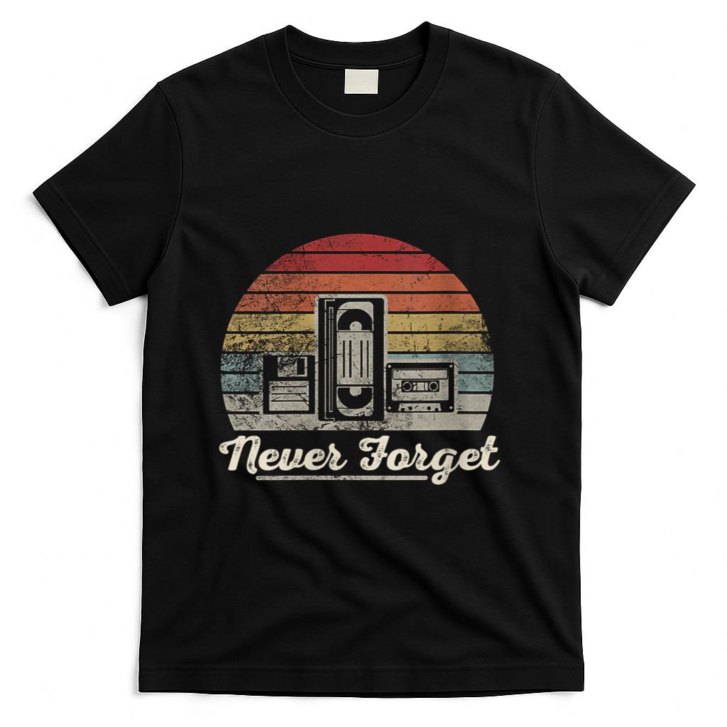 Retro Nostalgia - Womens Never Forget Retro Nostalgia Vintage Cassette T-Shirt