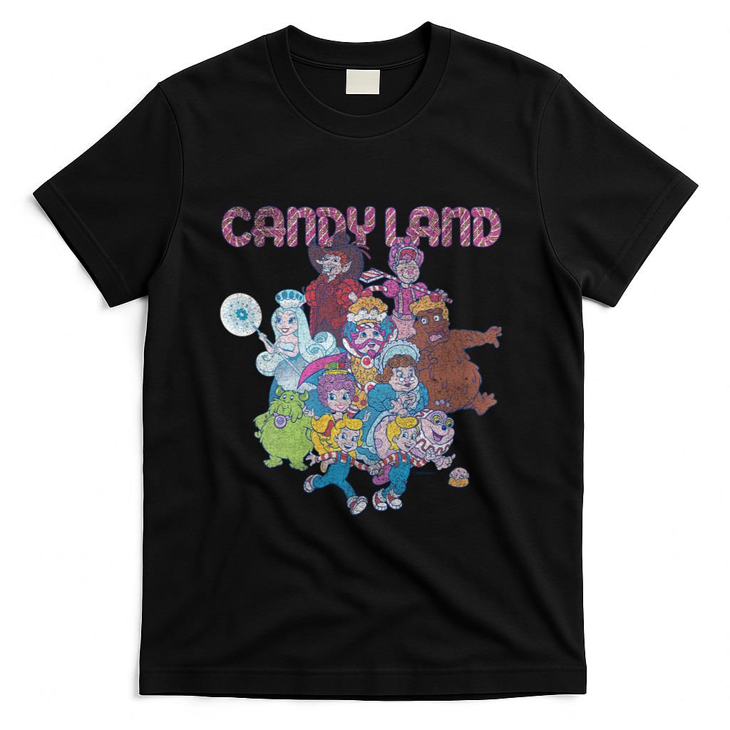 Retro Nostalgia - Womens Candy Land Retro Game Characters Group Shot Logo T-Shirt