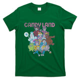 Retro Nostalgia - Womens Candy Land Retro Game Characters Group Shot Logo T-Shirt