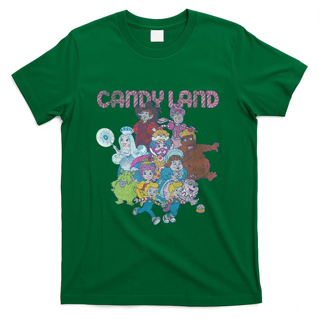 Retro Nostalgia - Womens Candy Land Retro Game Characters Group Shot Logo T-Shirt