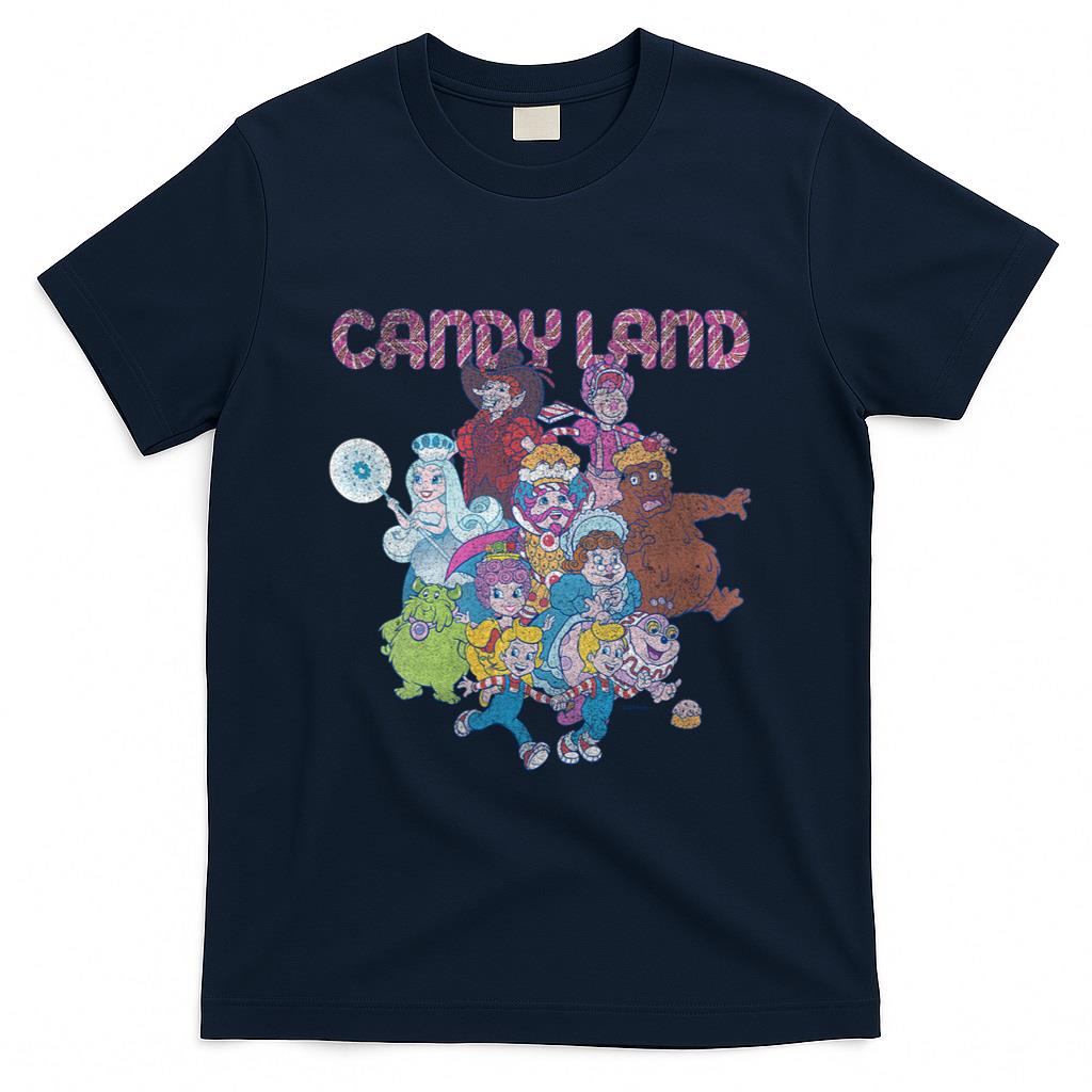 Retro Nostalgia - Womens Candy Land Retro Game Characters Group Shot Logo T-Shirt