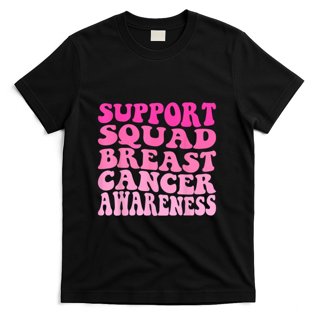Groovy Support Squad Breast Cancer Pink Warriors Awareness T-Shirt