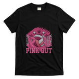 Pink Out Volleyball Pink Ribbon Breast Cancer Awareness T-Shirt