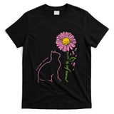 Cat Flower Paw For Cure Breast Cancer Awareness Support Gift T-Shirt