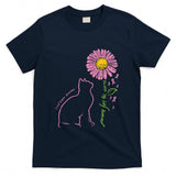 Cat Flower Paw For Cure Breast Cancer Awareness Support Gift T-Shirt