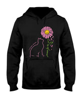 Cat Flower Paw For Cure Breast Cancer Awareness Support Gift T-Shirt
