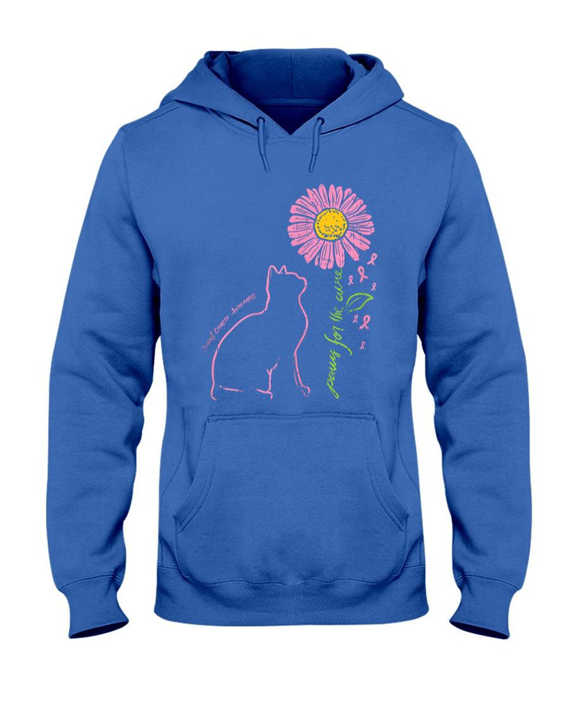Cat Flower Paw For Cure Breast Cancer Awareness Support Gift T-Shirt