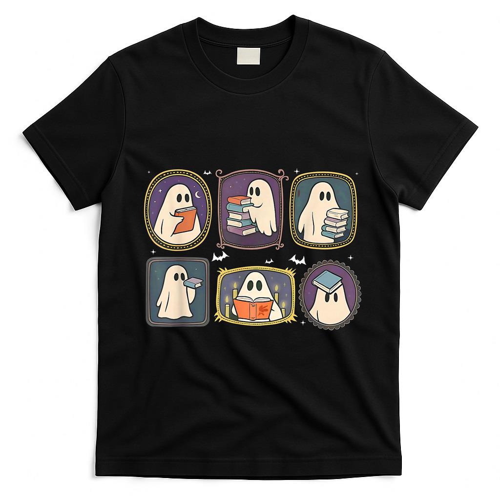 Spooky Teacher Halloween Ghost Reading Book Trick Or Treat T-Shirt