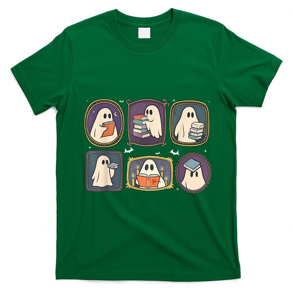 Spooky Teacher Halloween Ghost Reading Book Trick Or Treat T-Shirt