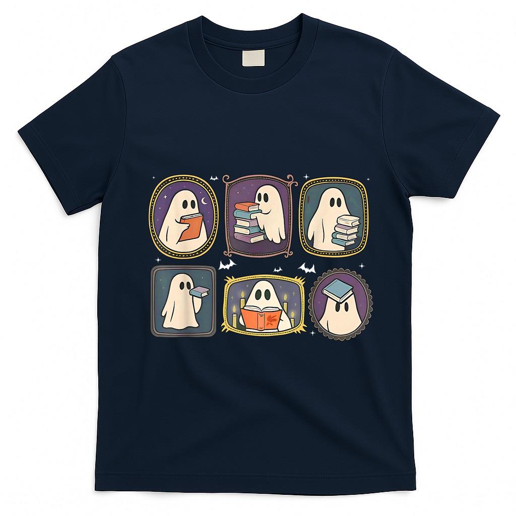 Spooky Teacher Halloween Ghost Reading Book Trick Or Treat T-Shirt