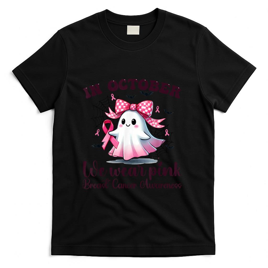 Halloween In October We Wear Pink Breast Cancer Awareness T-Shirt