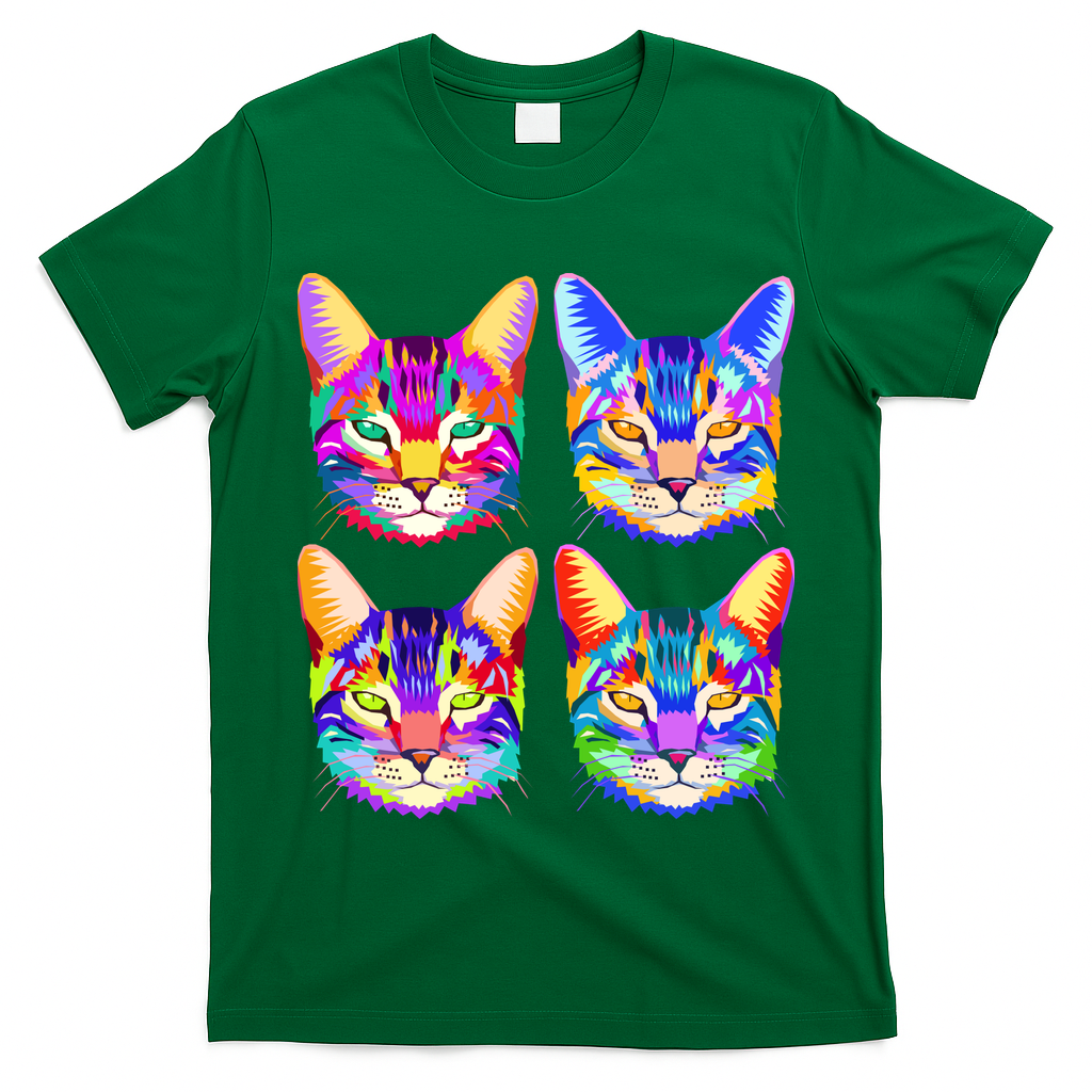 4X Cats - Colorful Portrait T-Shirt