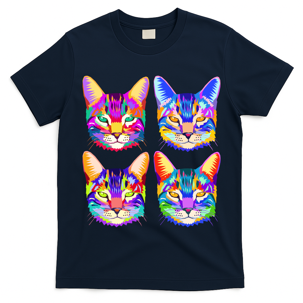 4X Cats - Colorful Portrait T-Shirt