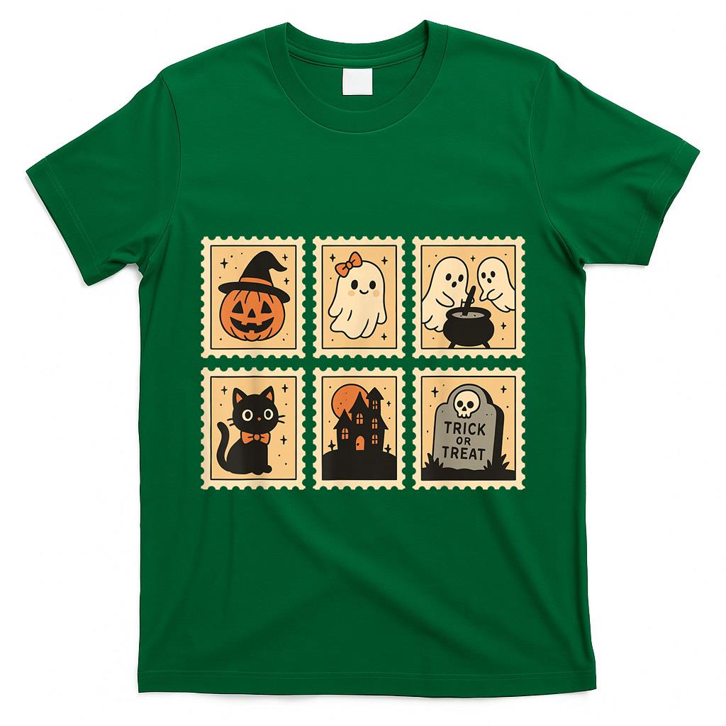 Pumpkin Ghost Black Cat Haunted House Trick or Treat T-Shirt