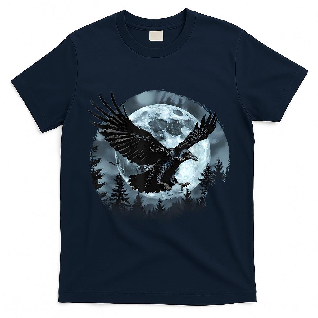 Halloween Raven Forest Spooky Moon Trick Or Treat Artwork T-Shirt