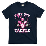 Pink Out Tackle Breast Cancer Football Pink Ribbon Womens T-Shirt
