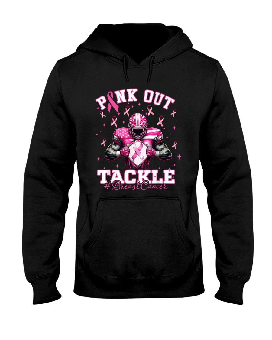 Pink Out Tackle Breast Cancer Football Pink Ribbon Womens T-Shirt