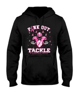 Pink Out Tackle Breast Cancer Football Pink Ribbon Womens T-Shirt