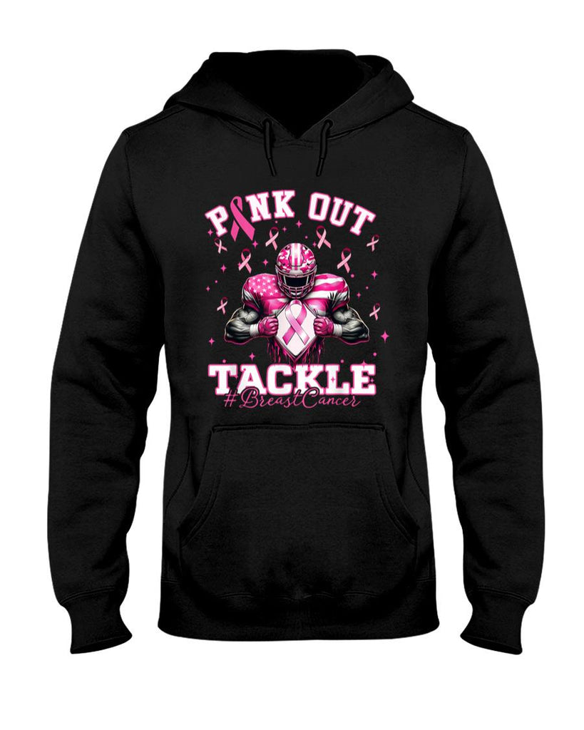 Pink Out Tackle Breast Cancer Football Pink Ribbon Womens T-Shirt