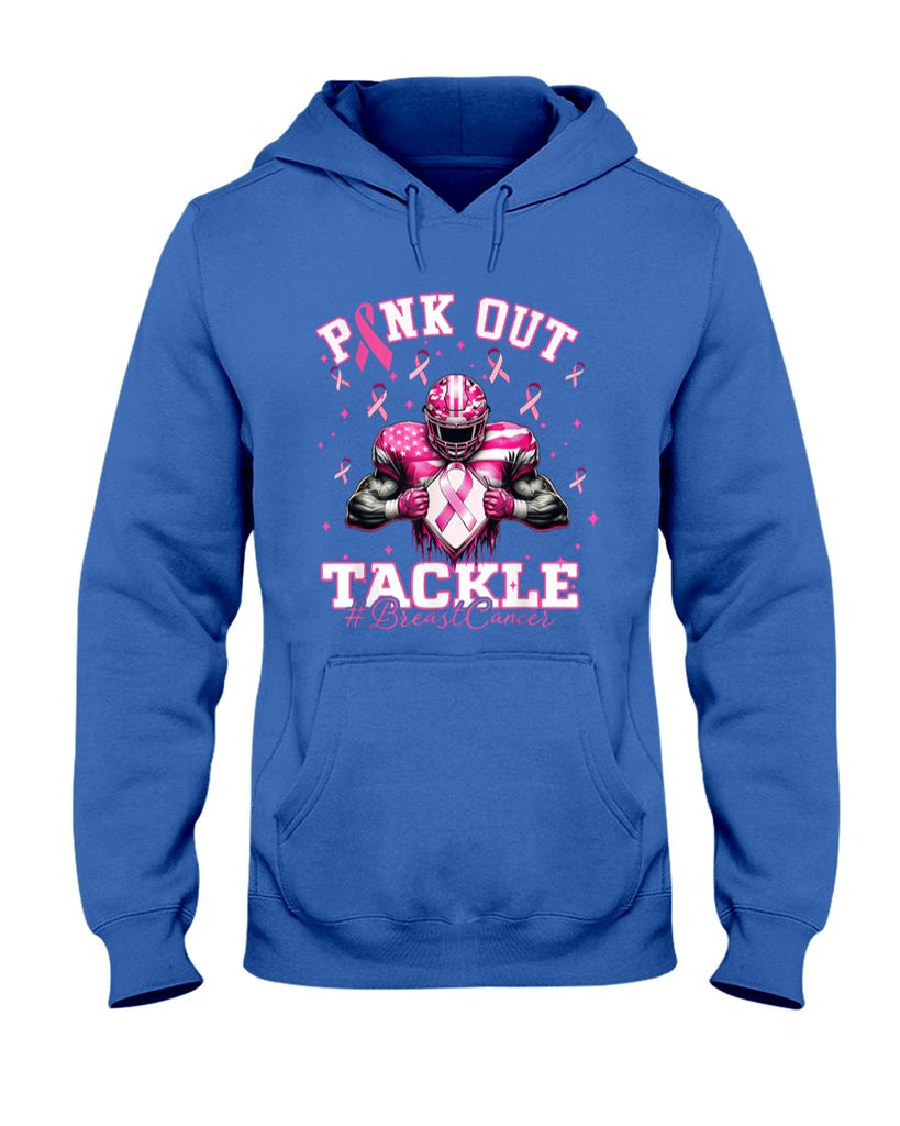 Pink Out Tackle Breast Cancer Football Pink Ribbon Womens T-Shirt
