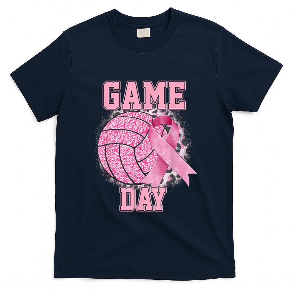 Bleached Game Day Breast Cancer Awareness Pink Volleyball T-Shirt