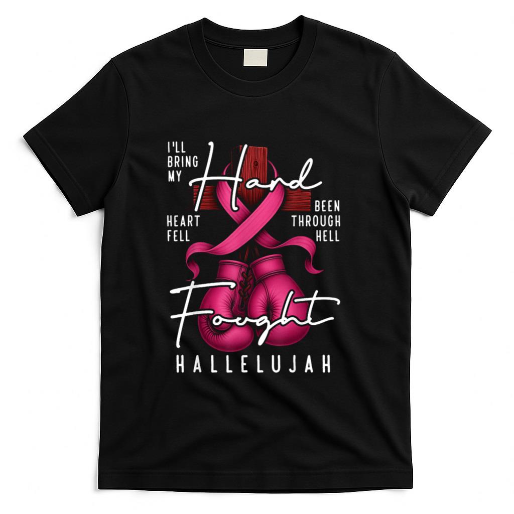 Breast Cancer Awareness Christian Hard Fought Hallelujah God T-Shirt