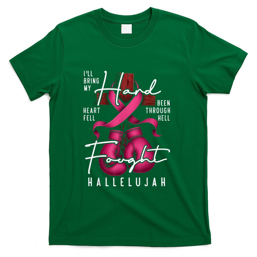 Breast Cancer Awareness Christian Hard Fought Hallelujah God T-Shirt