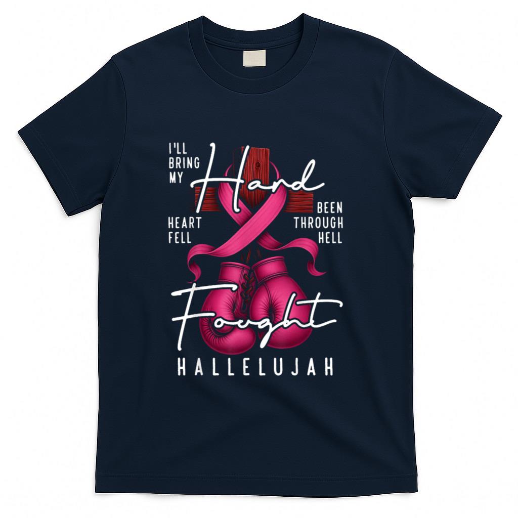 Breast Cancer Awareness Christian Hard Fought Hallelujah God T-Shirt