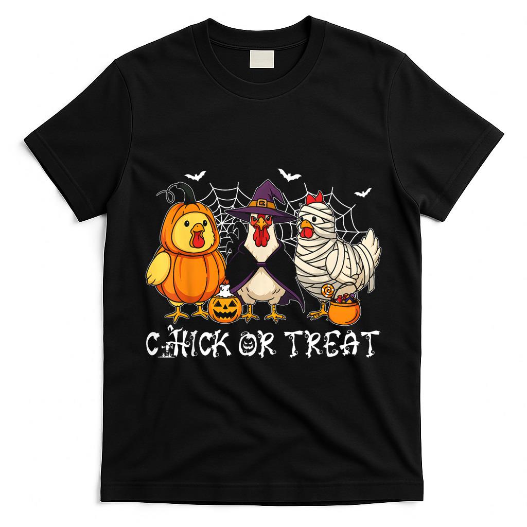 Chick Or Treat Funny Halloween Pumpkin Ghost Spooky Chicken T-Shirt