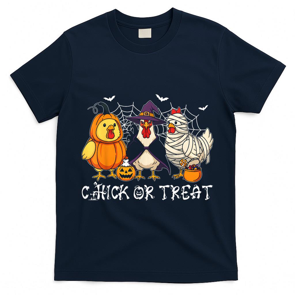 Chick Or Treat Funny Halloween Pumpkin Ghost Spooky Chicken T-Shirt