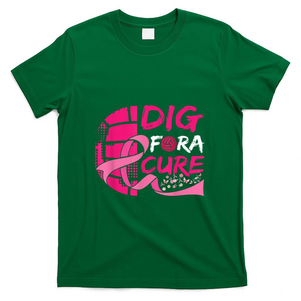 Dig For A Cure Breast Cancer Awareness Volleyball Pink T-Shirt
