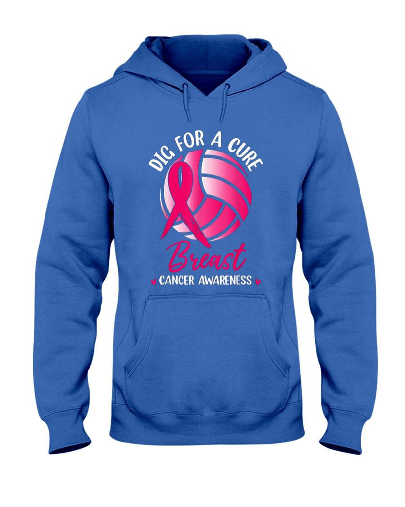 Dig For Cure Ribbon Volleyball Breast Cancer Awareness Pink T-Shirt