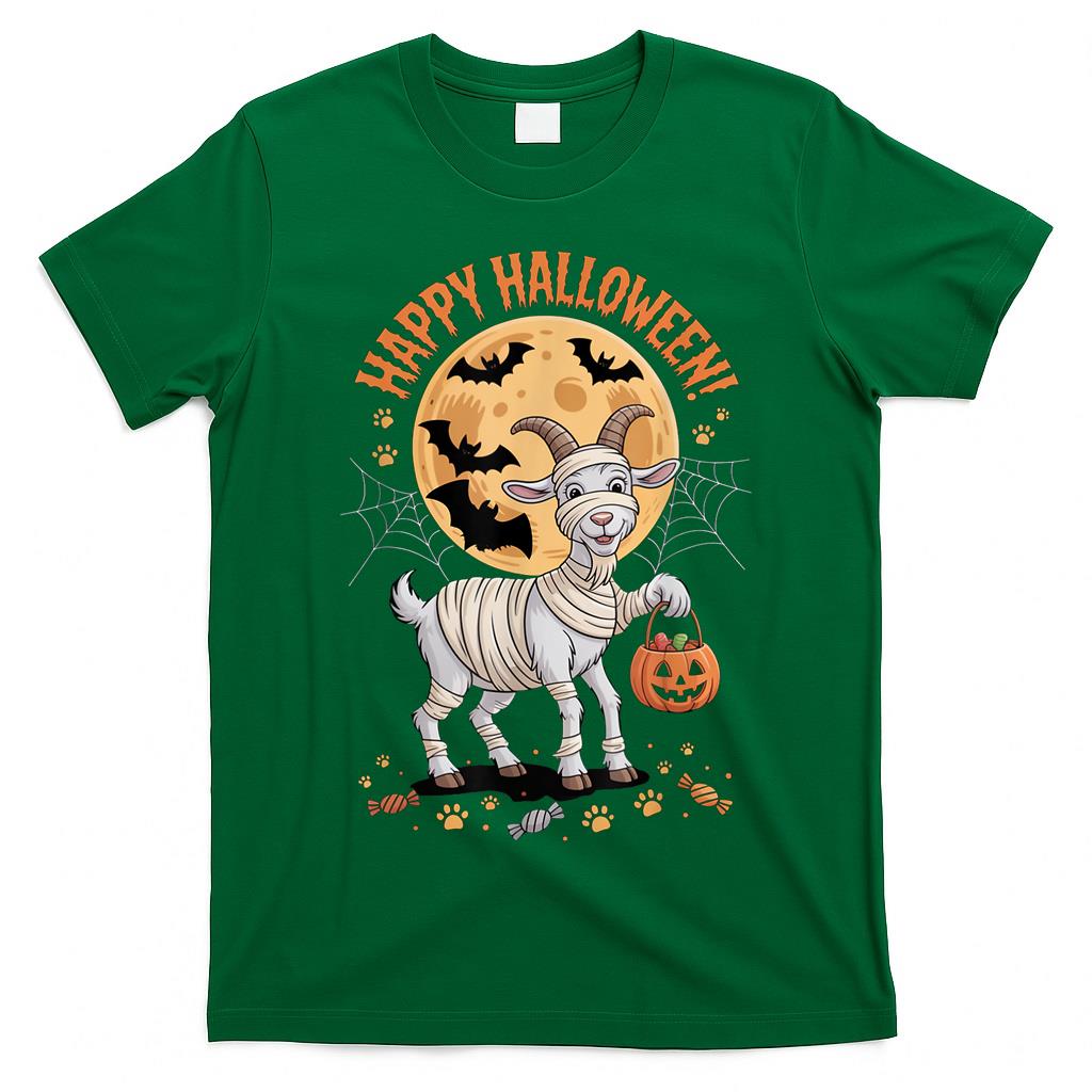 Cute Goat Mummy Halloween Trick or Treat Scene T-Shirt