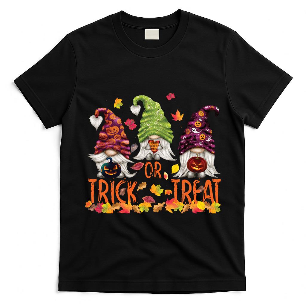 Cute Halloween Gnomes Trick or Treat Fall Leaves Long Sleeve T-Shirt