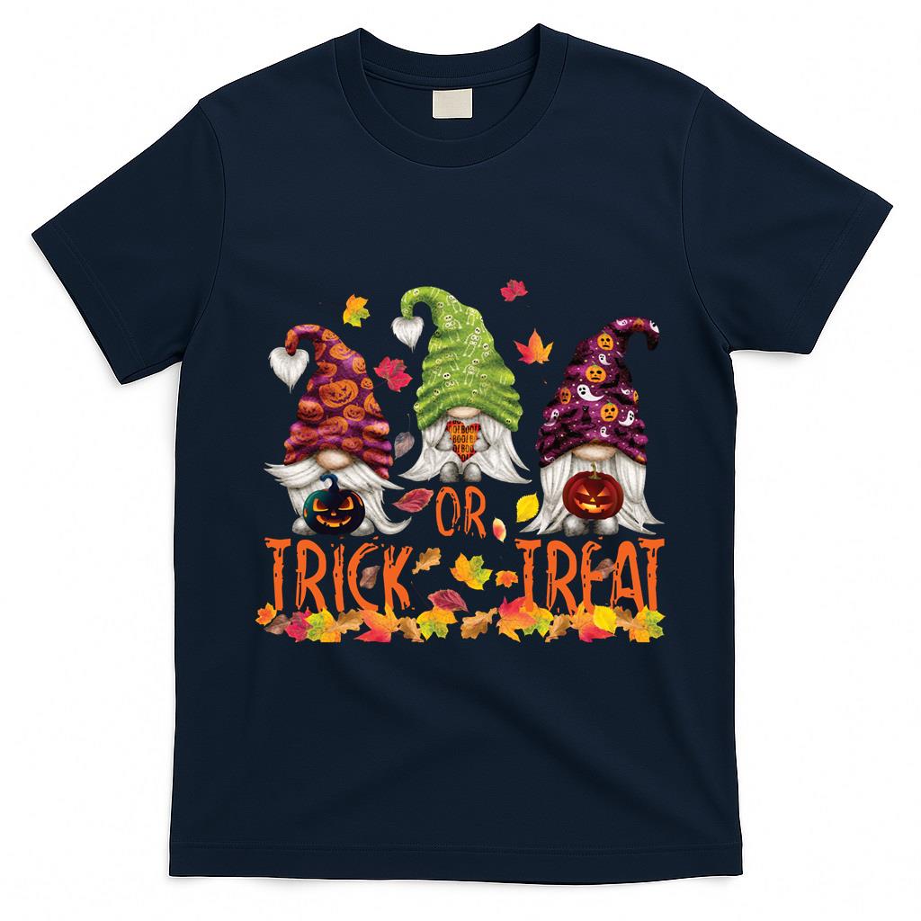 Cute Halloween Gnomes Trick or Treat Fall Leaves Long Sleeve T-Shirt